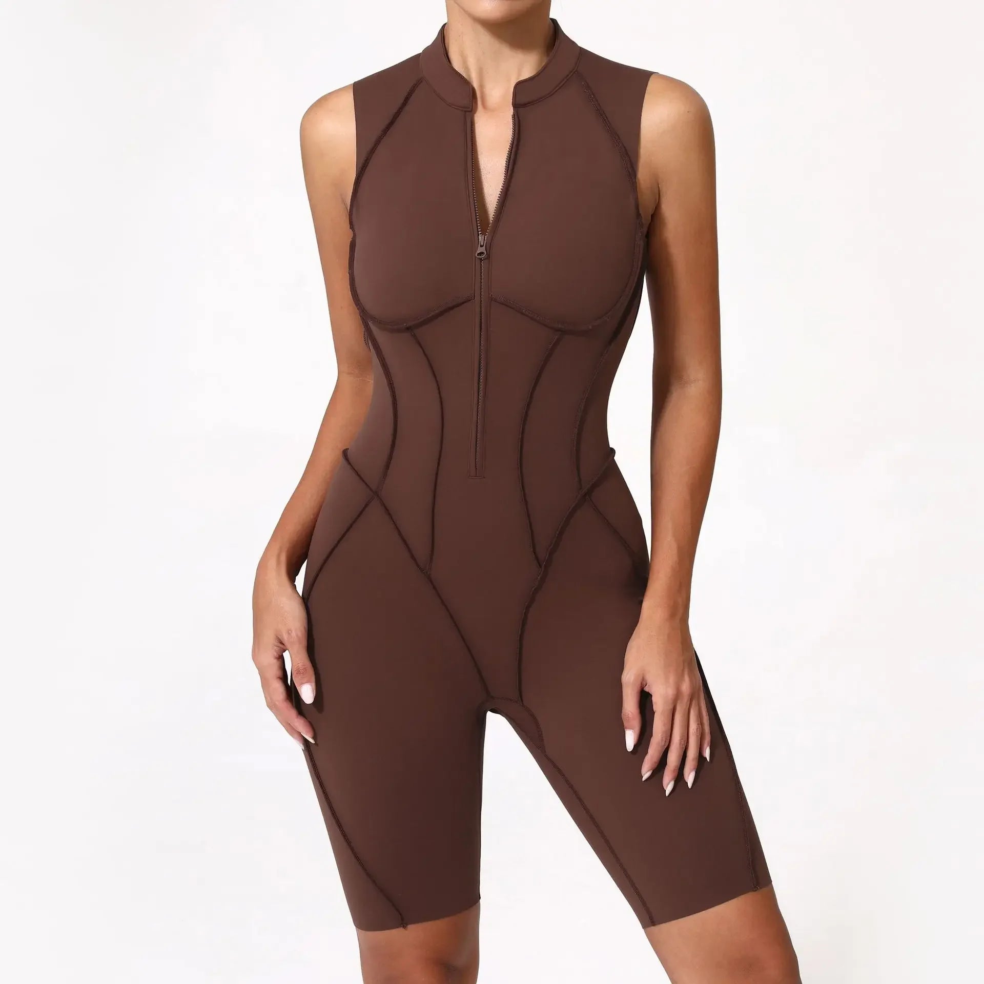 Seamless Backless Zipper Jumpsuit