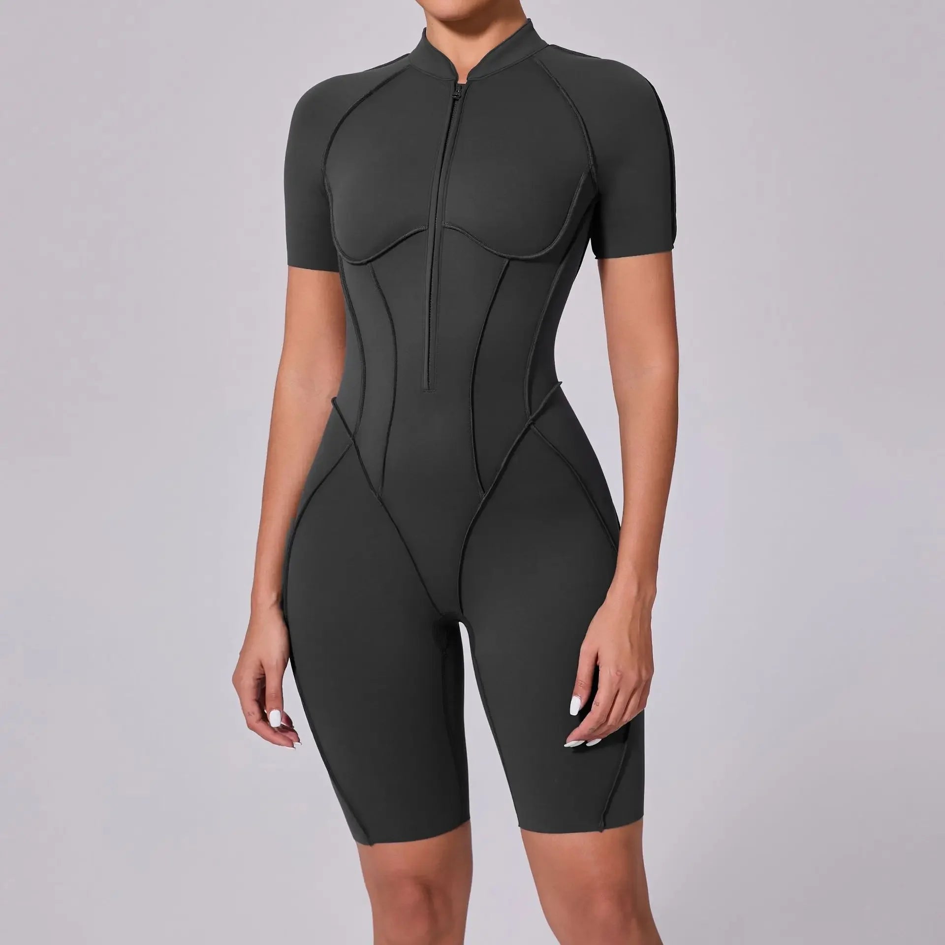 Seamless Backless Zipper Jumpsuit