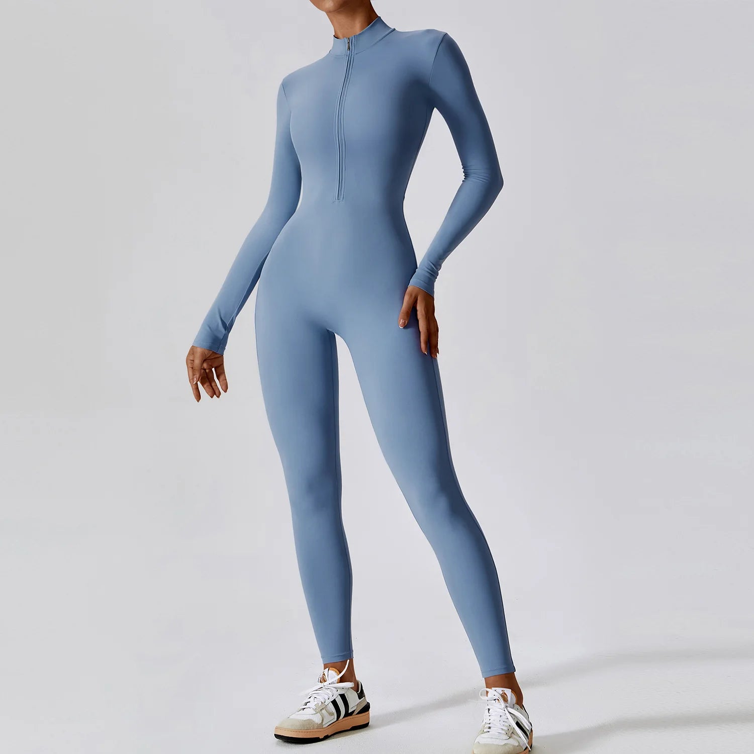 Zipper Long Sleeve Workout Jumpsuit