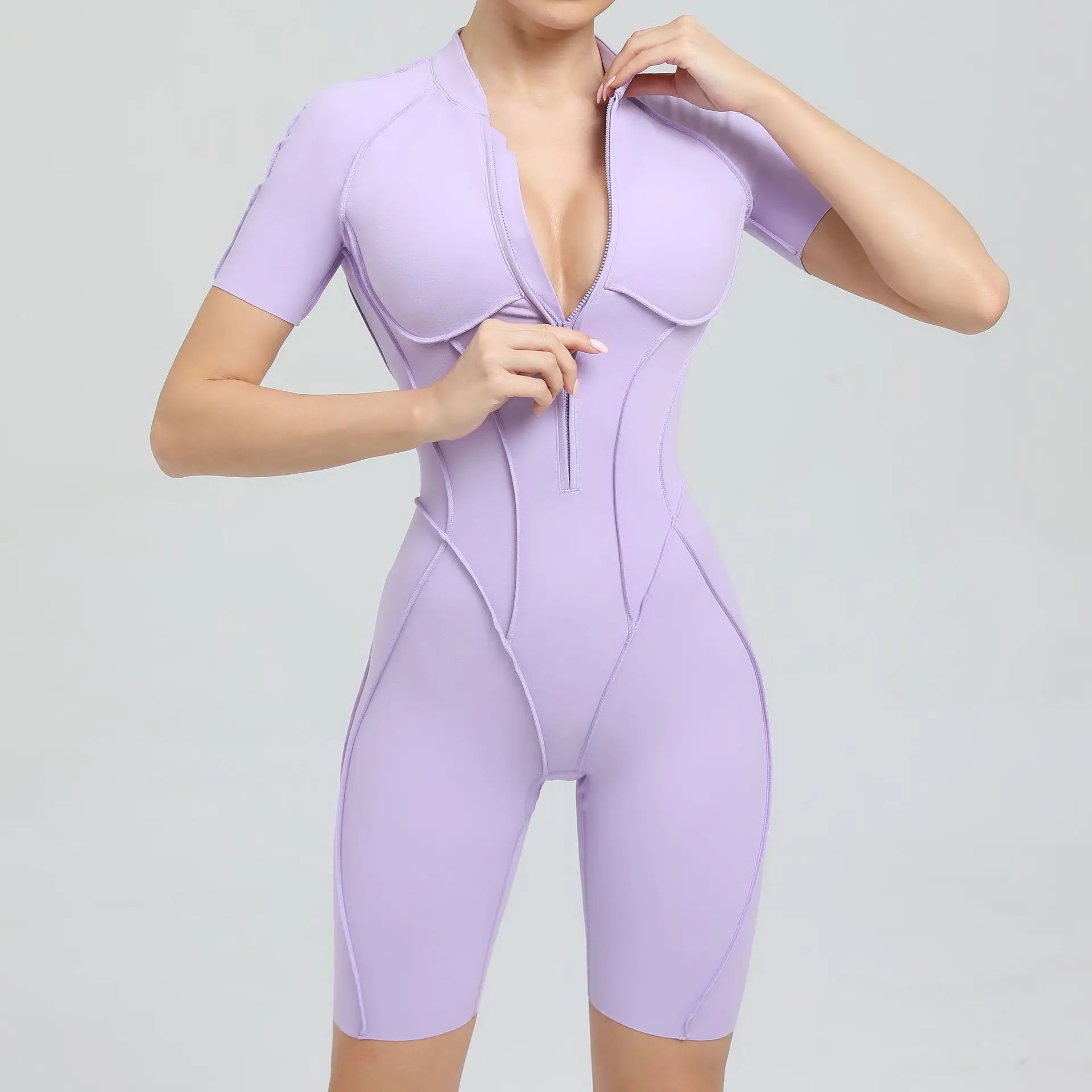 Seamless Backless Zipper Jumpsuit