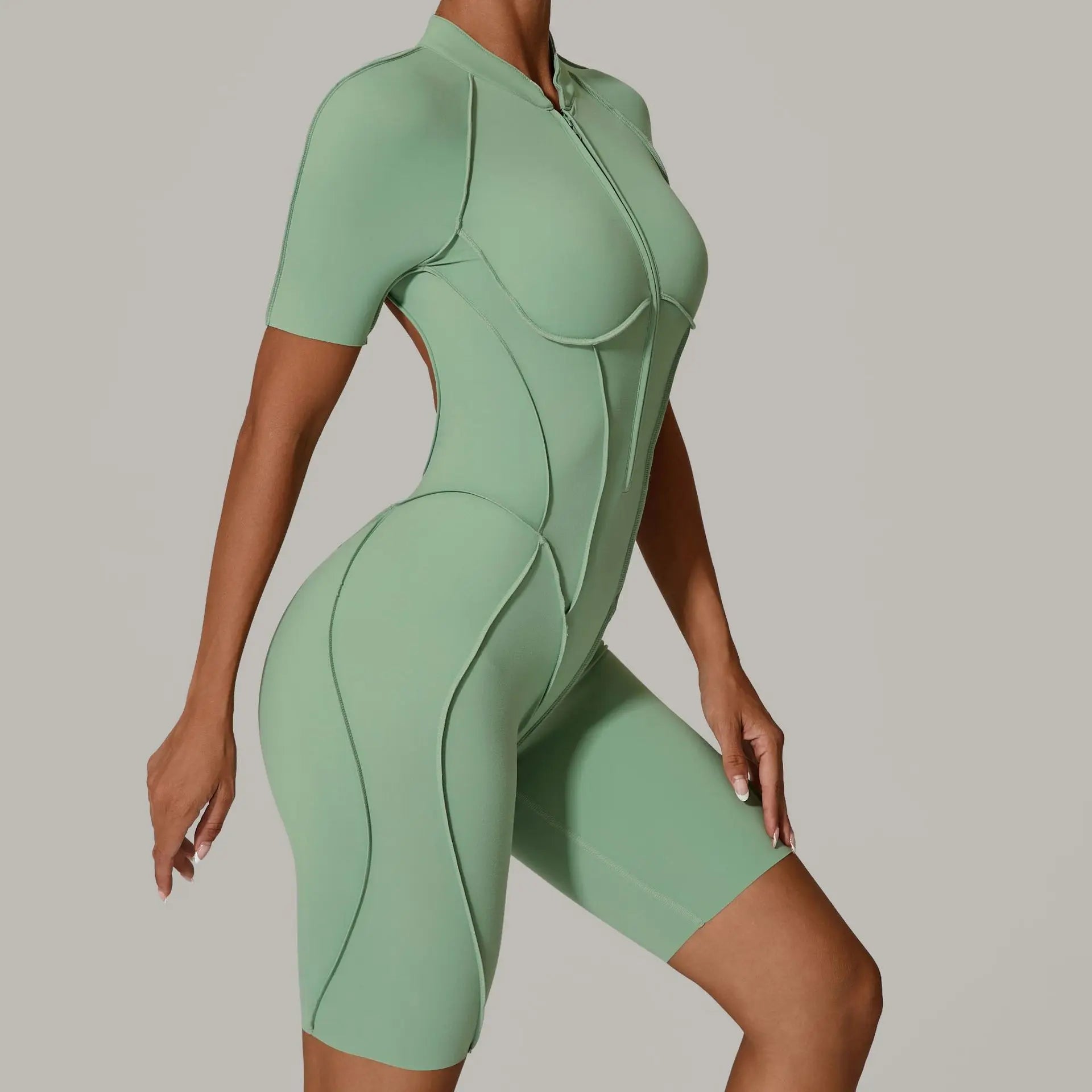 Seamless Backless Zipper Jumpsuit