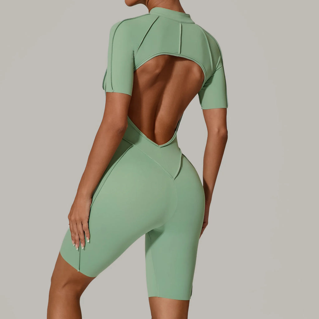 Seamless Backless Zipper Jumpsuit