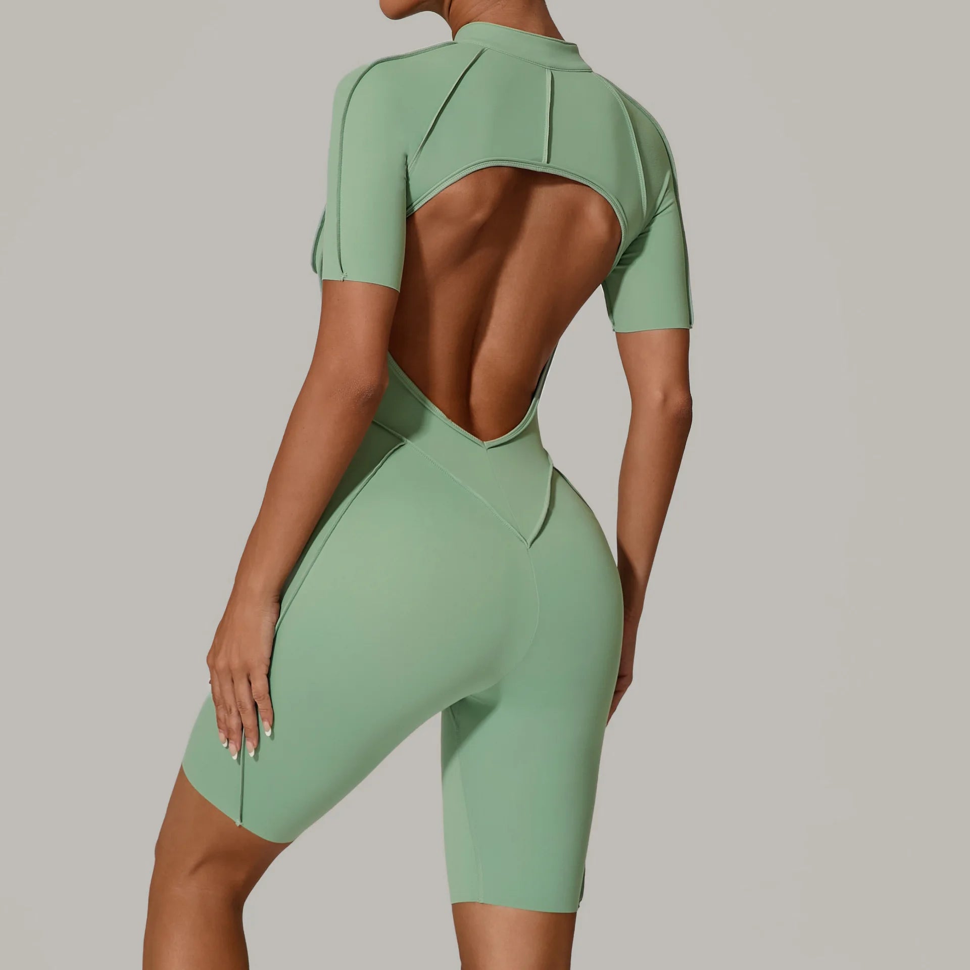 Seamless Backless Zipper Jumpsuit