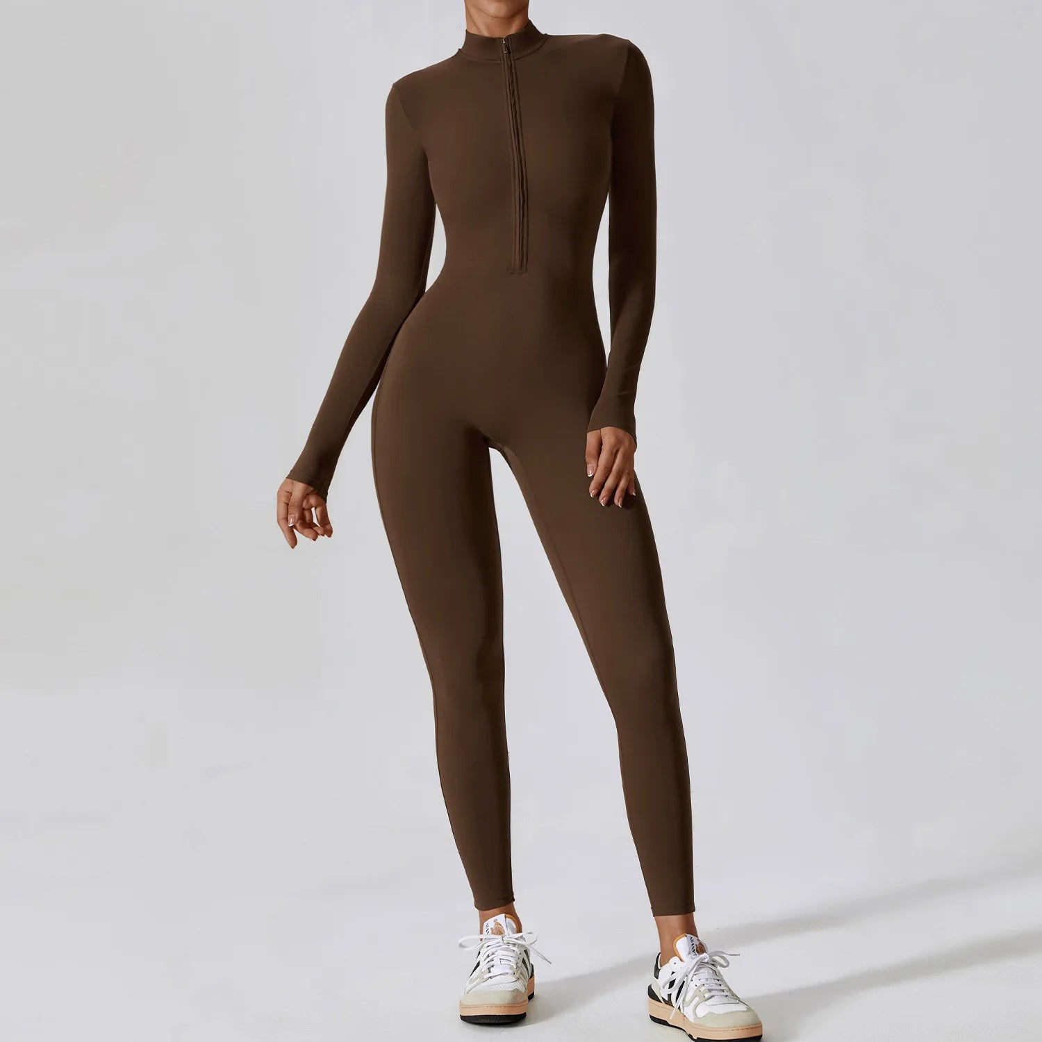 Zipper Long Sleeve Workout Jumpsuit