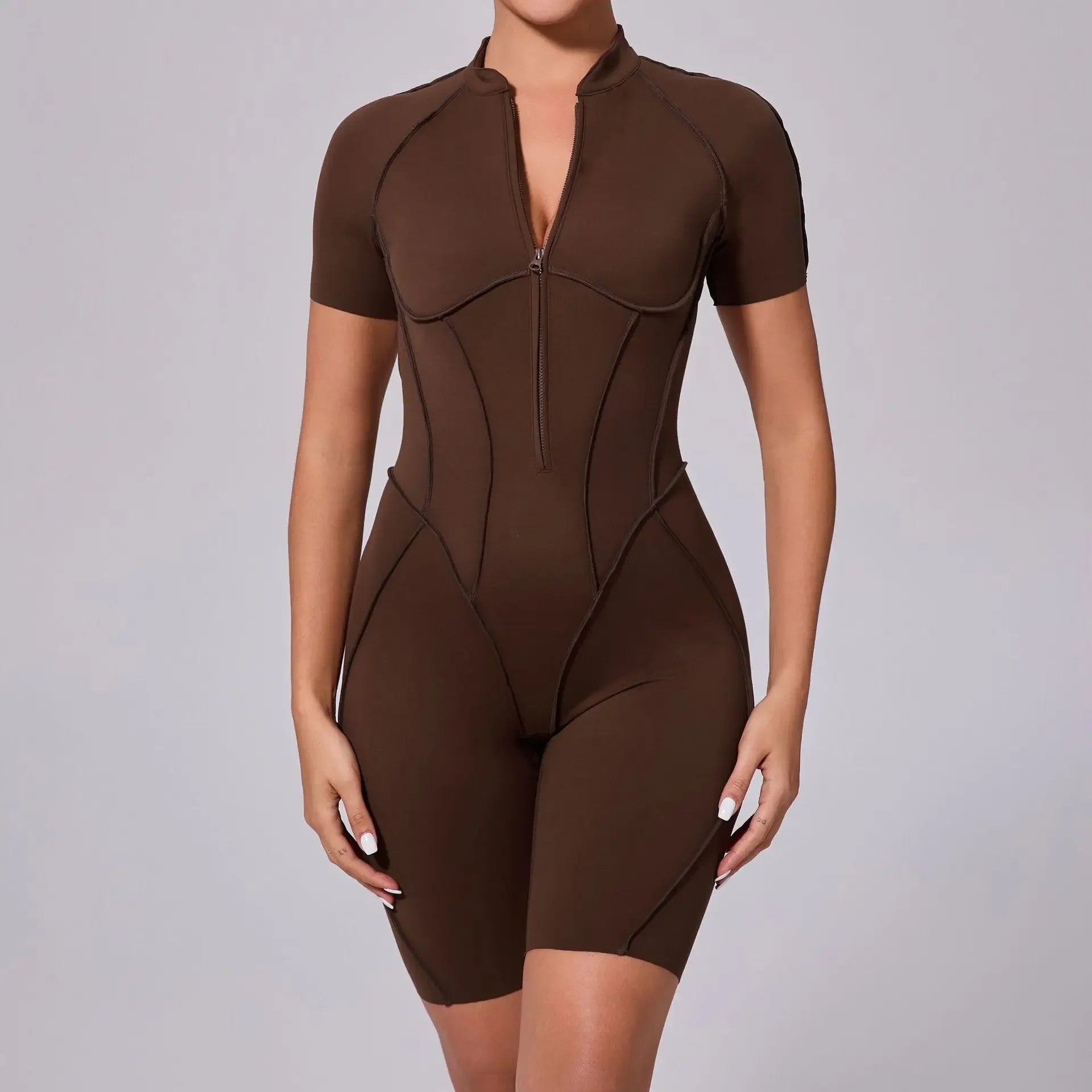 Seamless Backless Zipper Jumpsuit