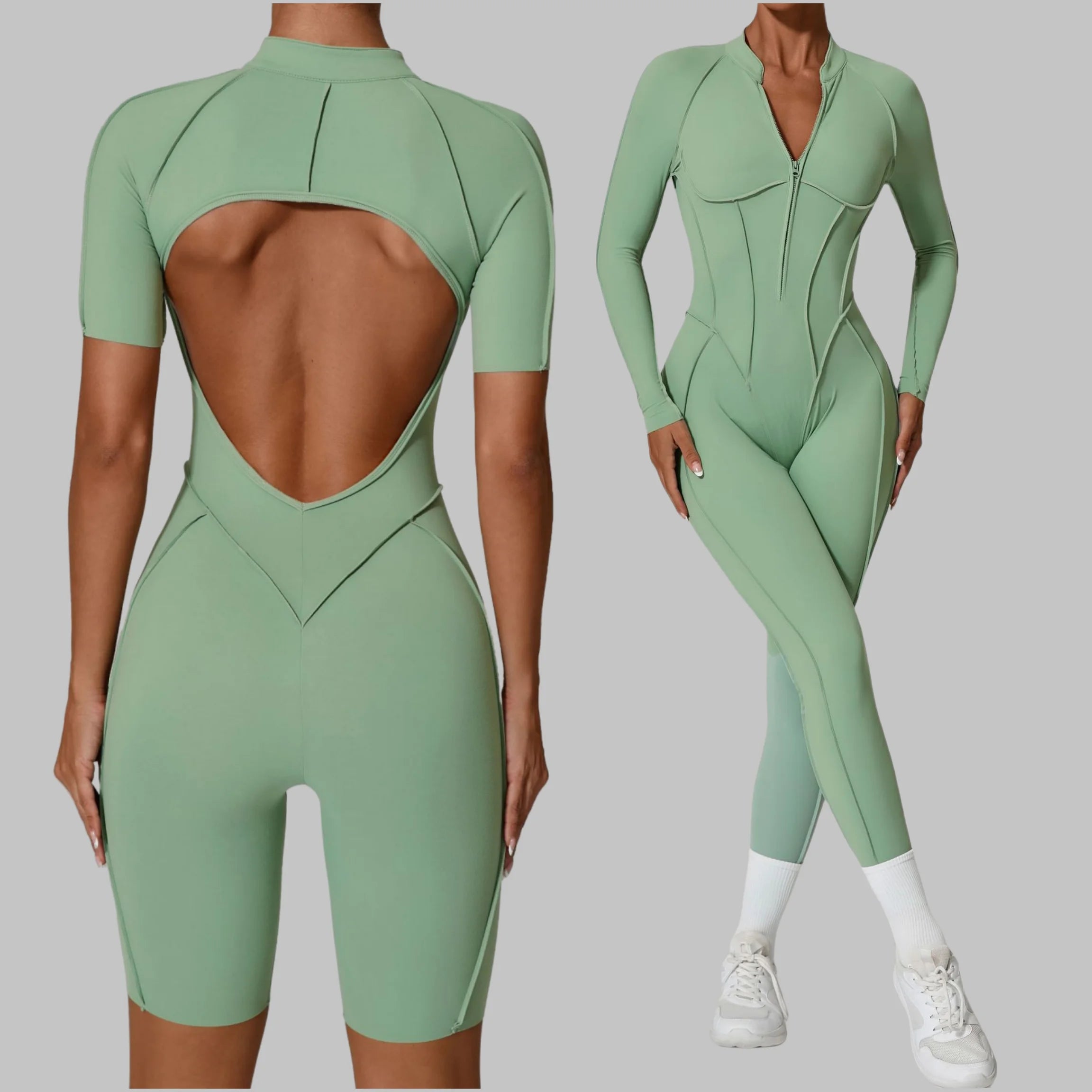 Seamless Backless Zipper Jumpsuit