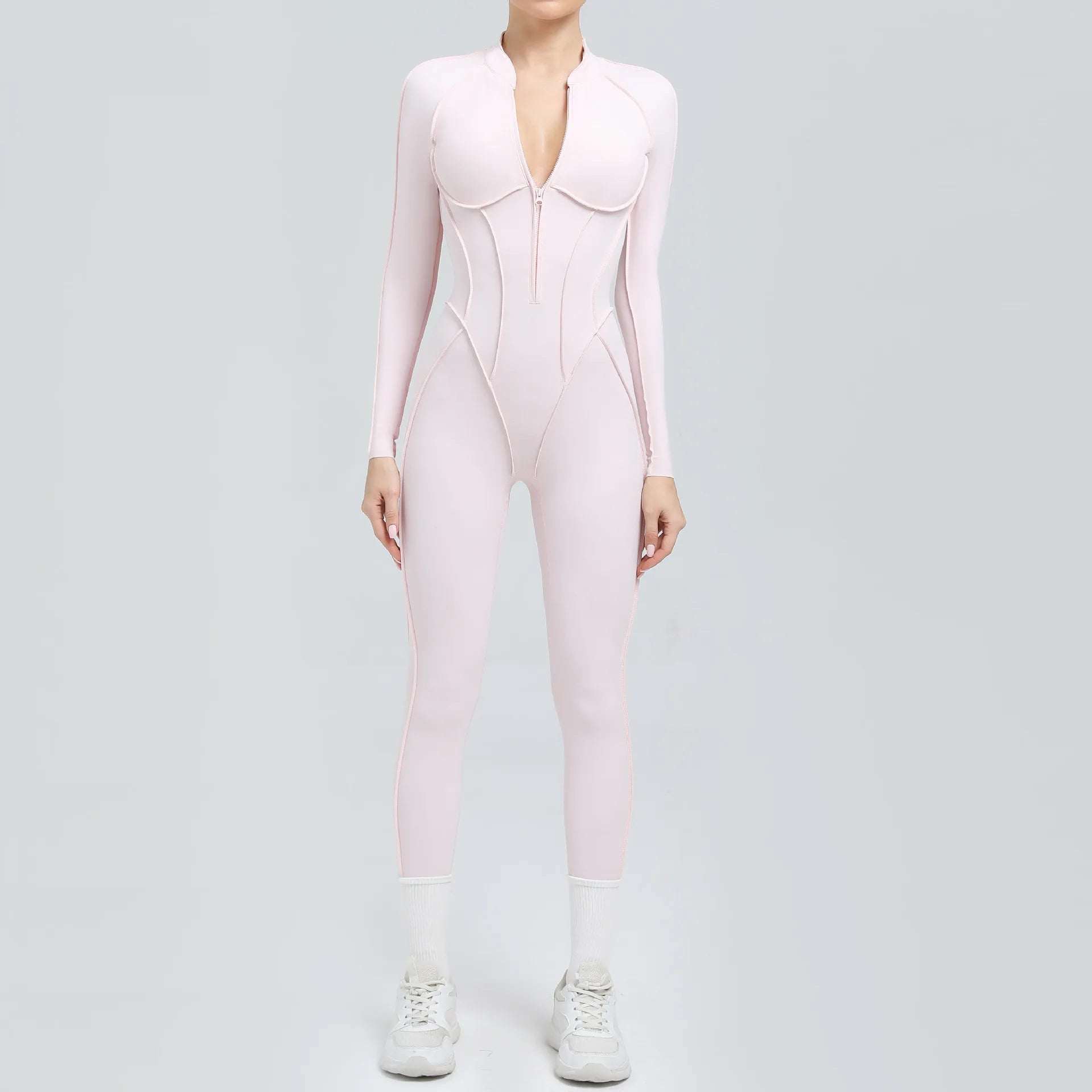 Seamless Backless Zipper Jumpsuit
